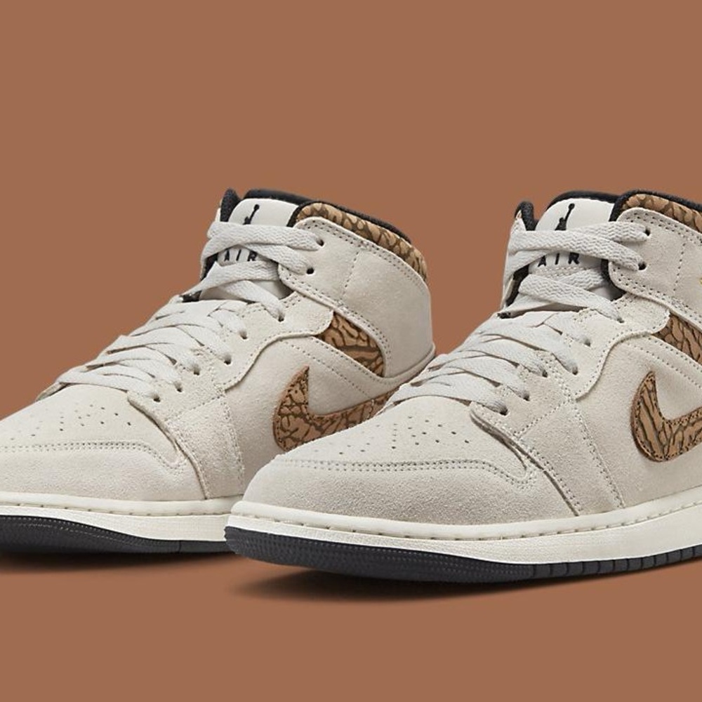 Air Jordan 1 AJ1 Mid SE Brown Elephant Light Orewood DZ4129-102 No Lid